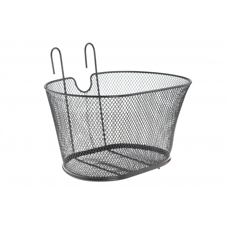 Košík na riadidlá - oválny, háčik, s výrezom - čierny